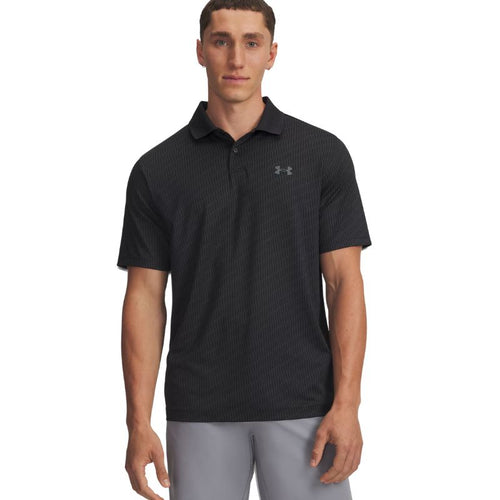 Under Armour Matchplay Printed Golf Polo Black Anthracite Pitch Gray