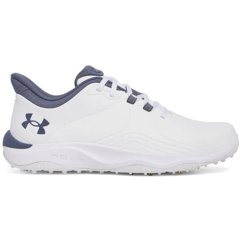 Under Armour Drive Pro Spikeless Golf Shoes White Metallic Gold Downpour Gray Medium