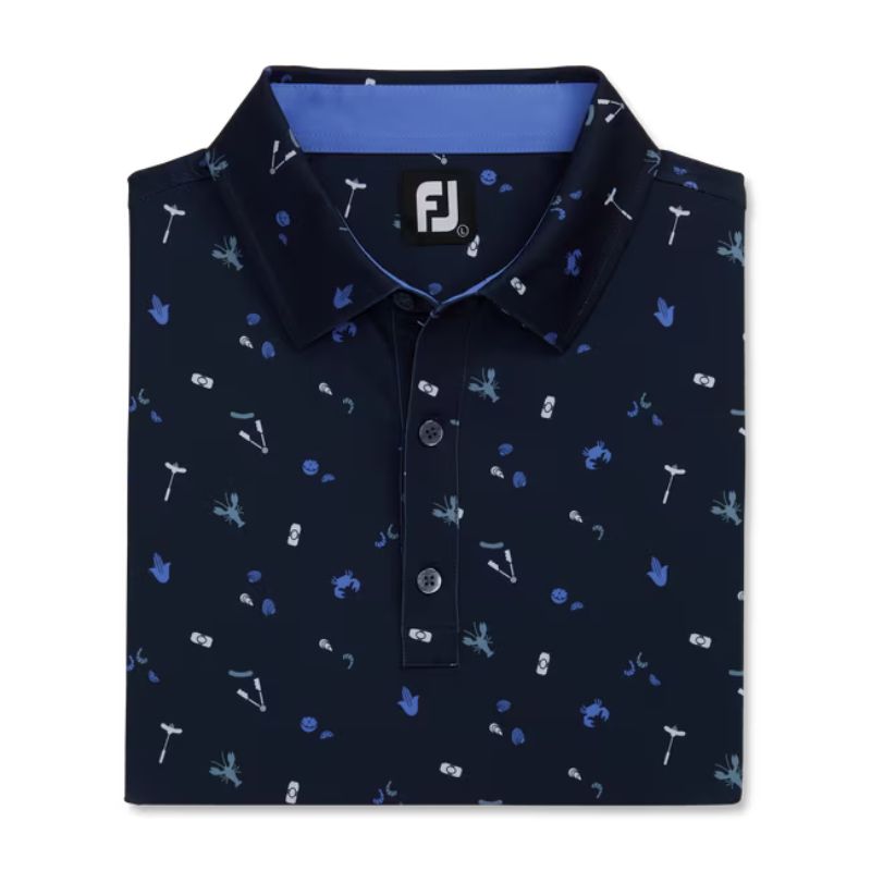 FootJoy Clam Bake Print Lisle Self Collar Polo - Previous Season Men&#39;s Shirt Footjoy   