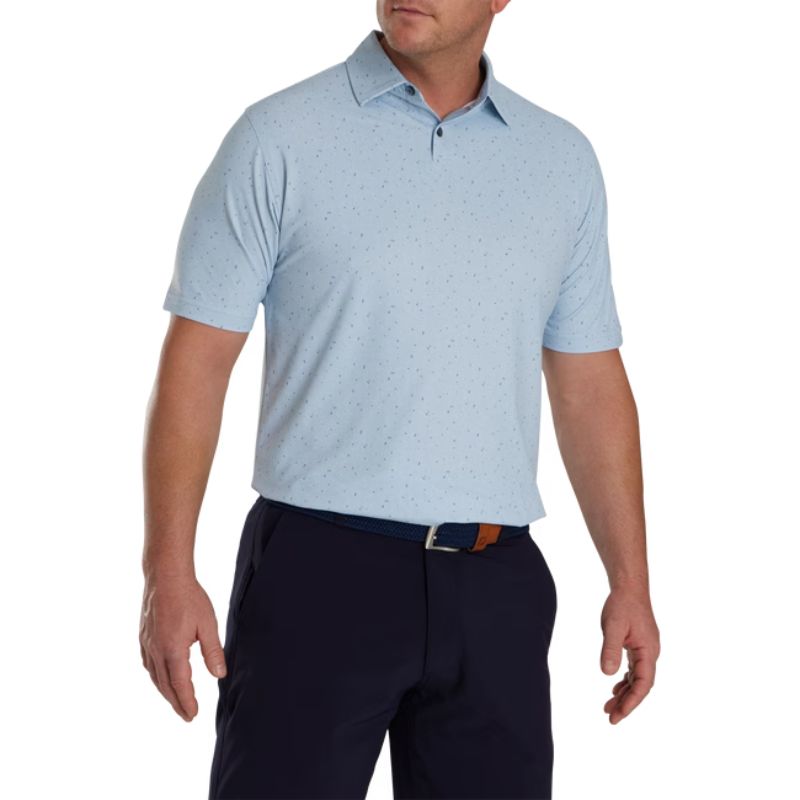FootJoy Tweed Texture Stretch Pique Self Collar Polo Men&#39;s Shirt Footjoy Mist MEDIUM 