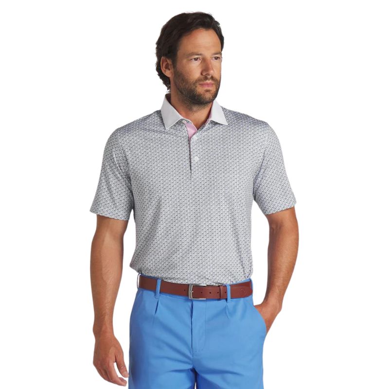 PUMA AP MATTR Iced Tea Golf Polo Men&#39;s Shirt Puma Pale Pink MEDIUM 