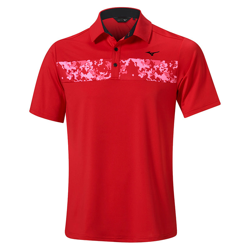 Mizuno Move Tech Floral ST Polo Men&#39;s Shirt Mizuno Red SMALL 