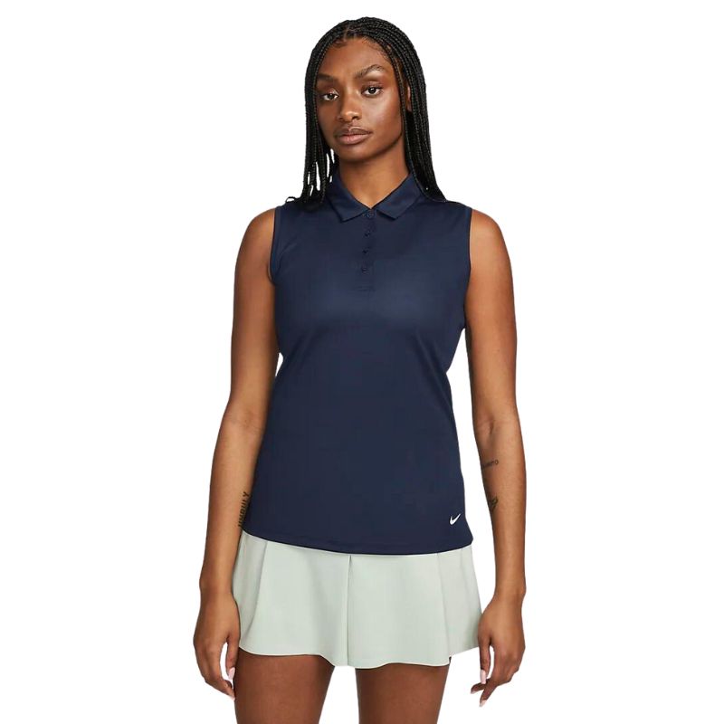 Nike Women&#39;s Dri-FIT Victory Sleeveless Golf Polo Women&#39;s Shirt Nike Obsidian SMALL 