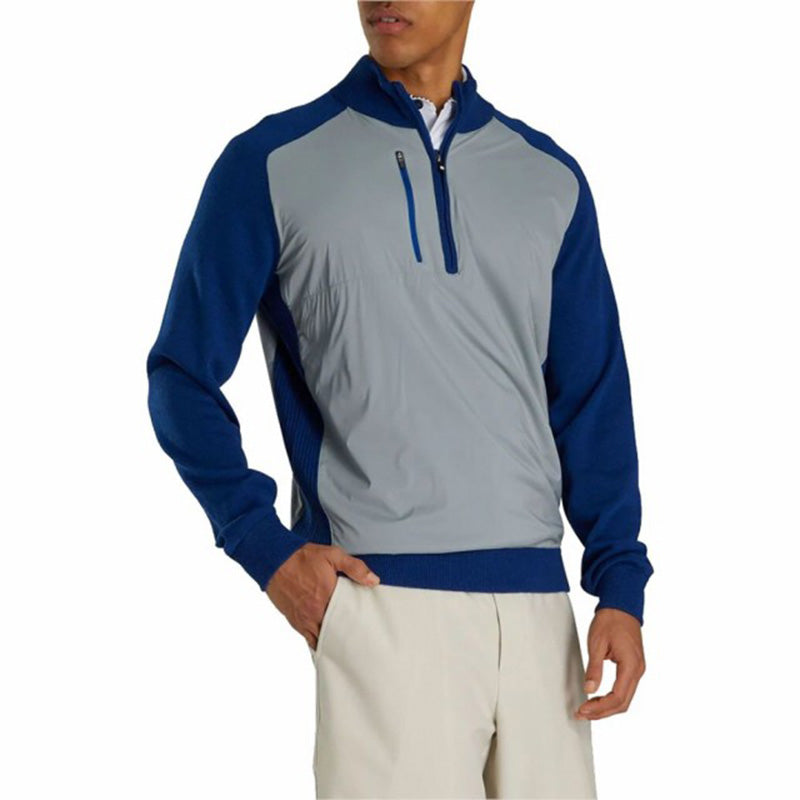 FootJoy Tech Sweater 1/2 Zip - Previous Season Style Men&#39;s Sweater Footjoy Grey/Royal Blue SMALL 