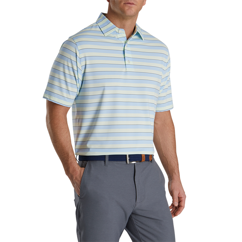 FootJoy Regency Stripe Lisle Self Collar - Previous Season Style Men&#39;s Shirt Footjoy Mint SMALL 