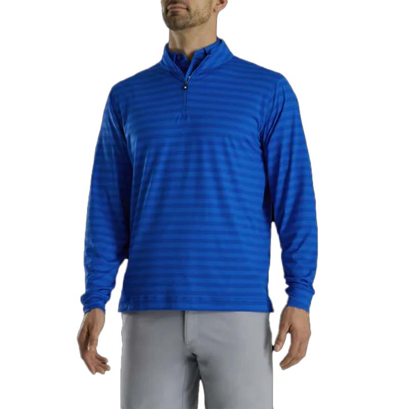 FootJoy Tonal Stripe Peached Jersey 1/4 Zip - Previous Season Style Men&#39;s Sweater Footjoy Blue MEDIUM 