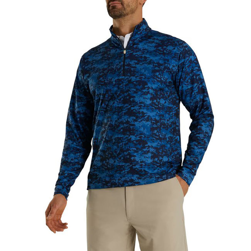 FootJoy Cloud Camo Print Mid-Layer 1/4 Zip - Previous Season Style Men&#39;s Sweater Footjoy Navy MEDIUM 