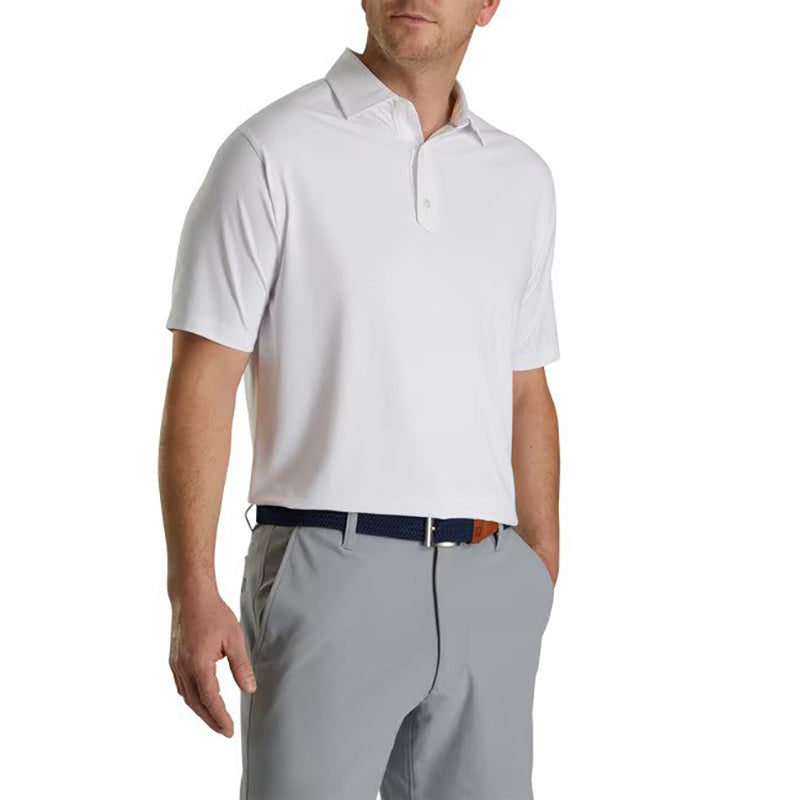 FootJoy Solid Lisle Set On Placket Polo - Previous Season Style Men&#39;s Shirt Footjoy White SMALL 