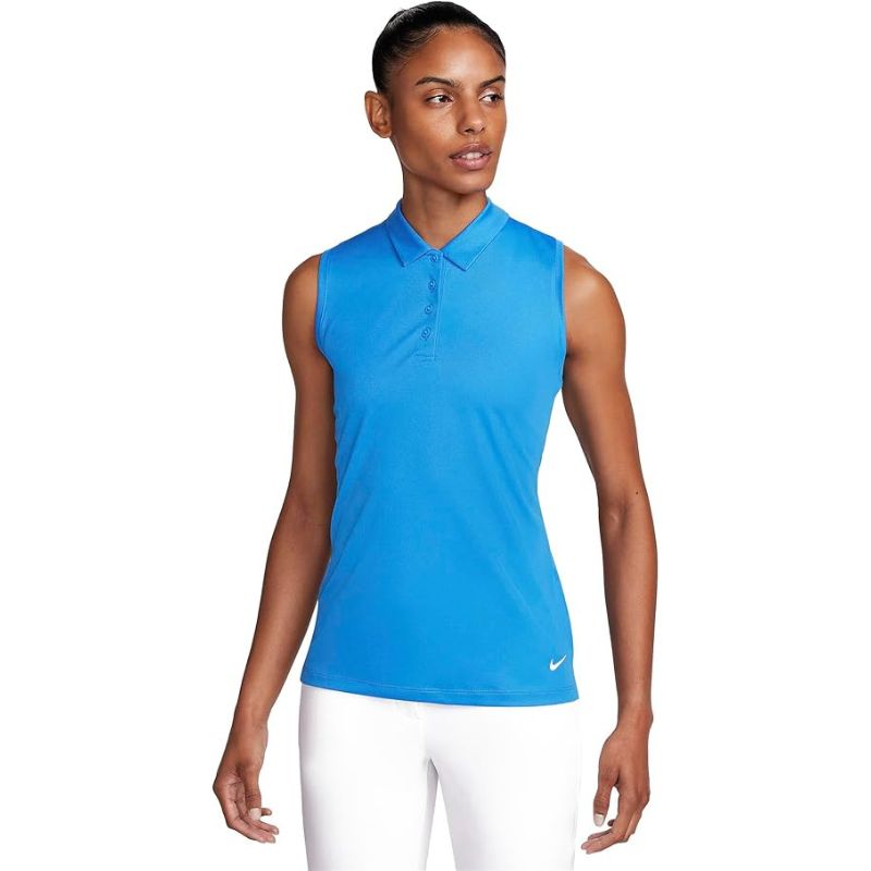 Nike Women&#39;s Dri-FIT Victory Sleeveless Golf Polo Light Photo Blue