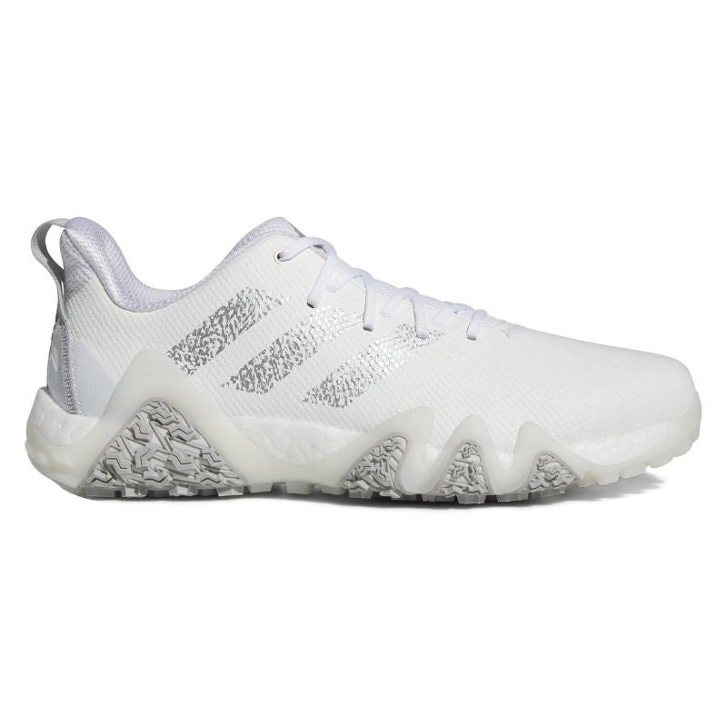 Adidas Codechaos 22 Spikeless Golf Shoes Cloud White Silver Metallic Grey Two Medium