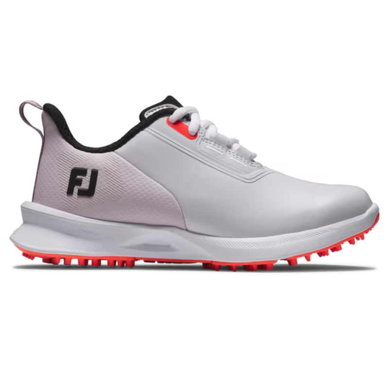 FootJoy Junior Girl&#39;s Fuel Spikeless Golf Shoe White Pink Coral Medium