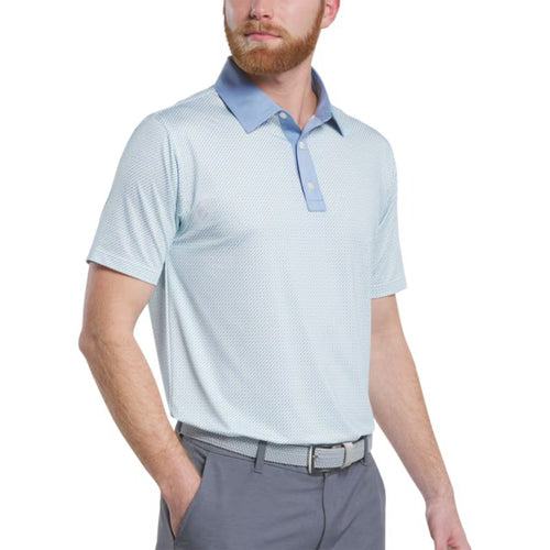 FootJoy Lattice Lisle Polo Blue Jay White Pistachio