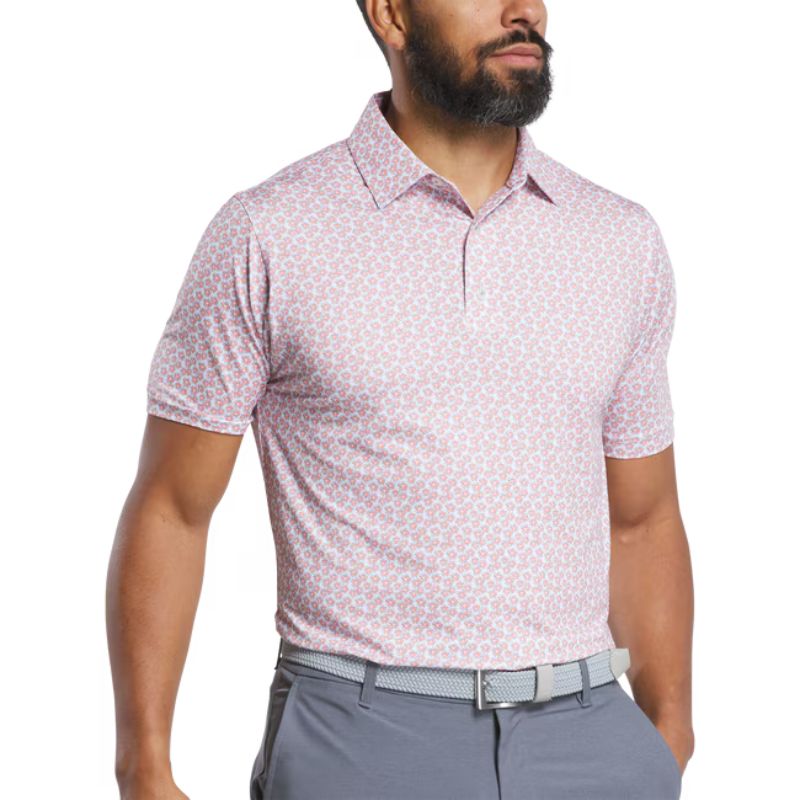 FootJoy Floral Sketch Lisle Polo Orange White