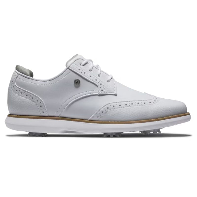 FootJoy Women&#39;s Traditions Wing Tip Golf Shoe White Medium