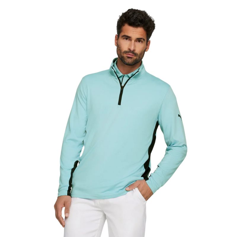 PUMA Gamer Golf 1/4 Zip Tropical Aqua Navy Blazer