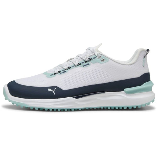 Puma IGNITE ELEVATE X Spikeless Golf Shoes Puma White Deep Navy Modern Mint Medium