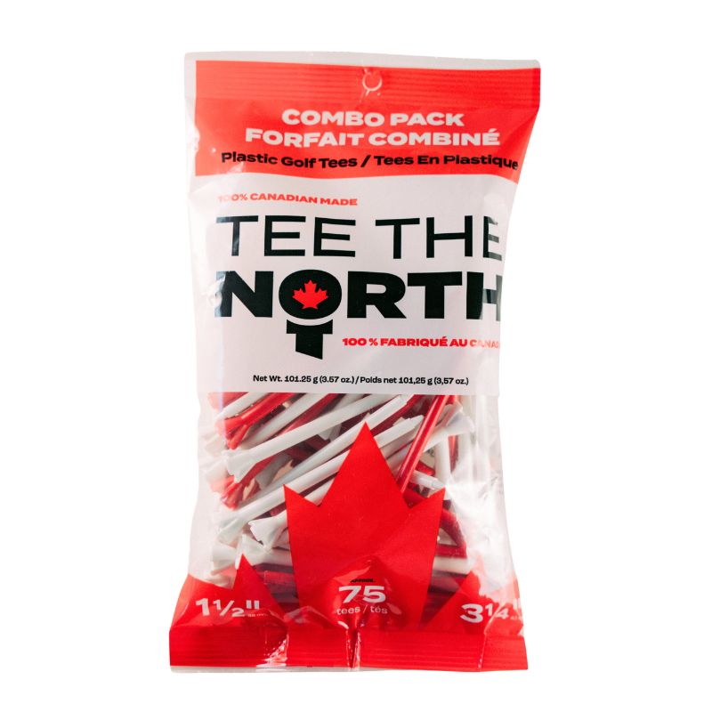 Tee The North Canada Plastic Golf Tees Combo Pack - 1 1/2" & 3 1/4" - Red/White Mix (75pk) Red White Mix 1 1 2" & 3 1 4"