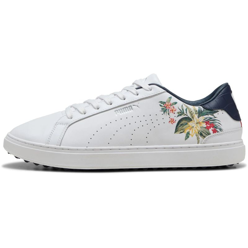 Puma Classic G x PTC Spikeless Golf Shoes Puma White Deep Navy Red Fire Medium