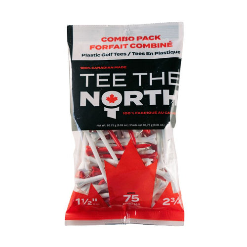 Tee The North Canada Plastic Golf Tees Combo Pack - 1 1/2" & 2 3/4" - Red/White Mix (75pk) Red White Mix 1 1 2" & 2 3 4"