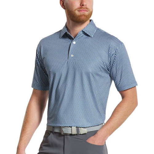 FootJoy Houndstooth Geo Lisle Polo - Previous Season Style Skyway Dark Denim White