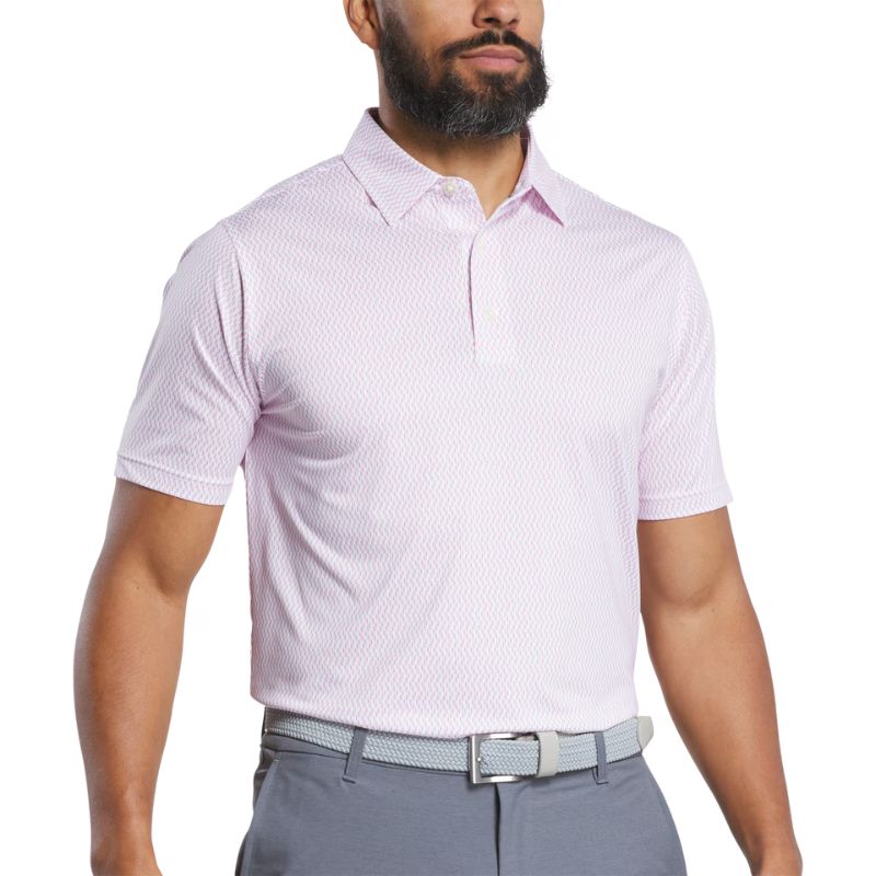 FootJoy Wiggle Lisle Polo White Skyway Pink Lemonade