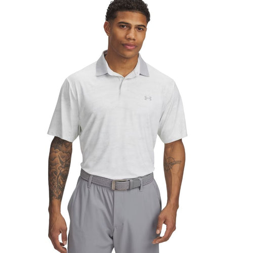 Under Armour Drive Chill Printed Golf Polo White Mod Gray