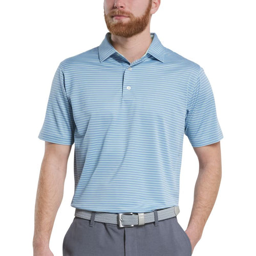 FootJoy Hickory Stripe Pique Polo - Previous Season Style Blue Jay Pistachio
