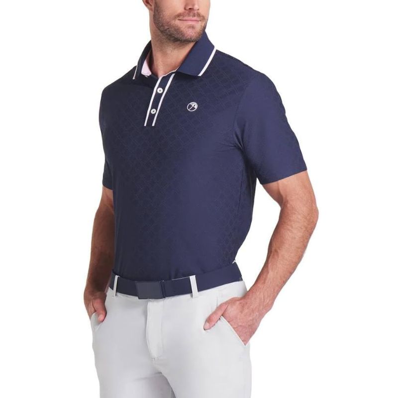 PUMA AP Tipped Jacquard Golf Polo Navy