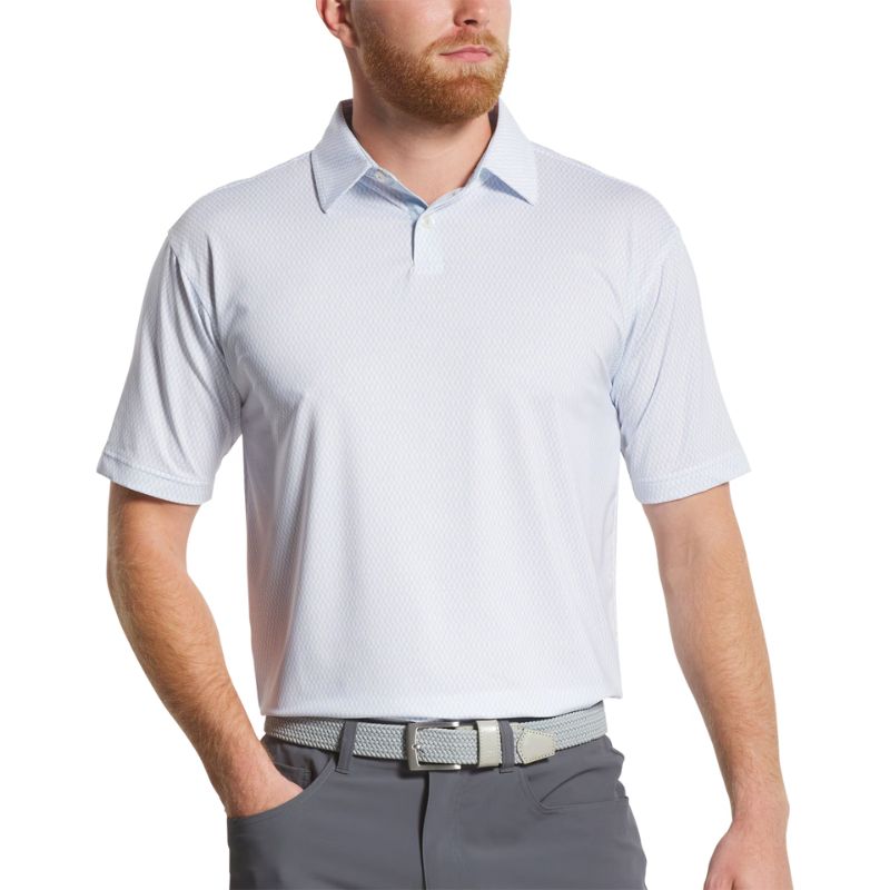 FootJoy Irongate Lisle Polo White Skyway