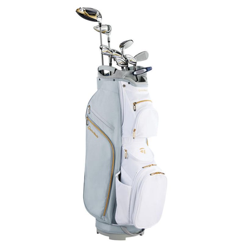 TaylorMade Women&#39;s Kalea Gold Premium 10pc Package Set - Cart Bag Package set Taylormade Right Grey/White Ladies
