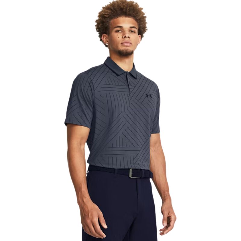 Under Armour Iso-Chill Edge Polo Downpour Gray Midnight Navy SMALL