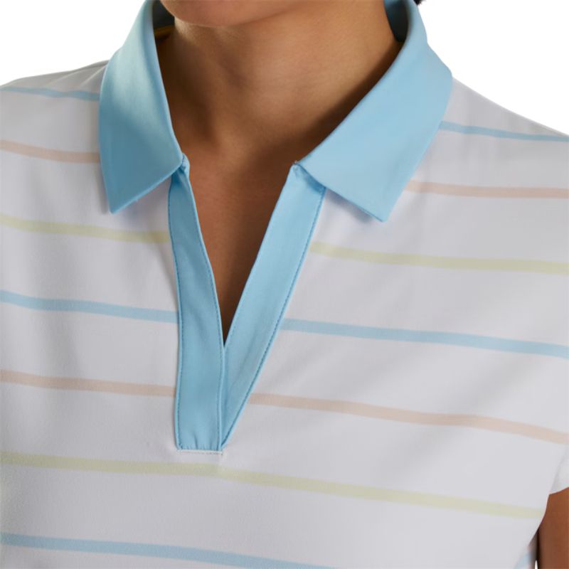 FootJoy Women&#39;s Cap Sleeve Birdseye Stripe Polo - Previous Season