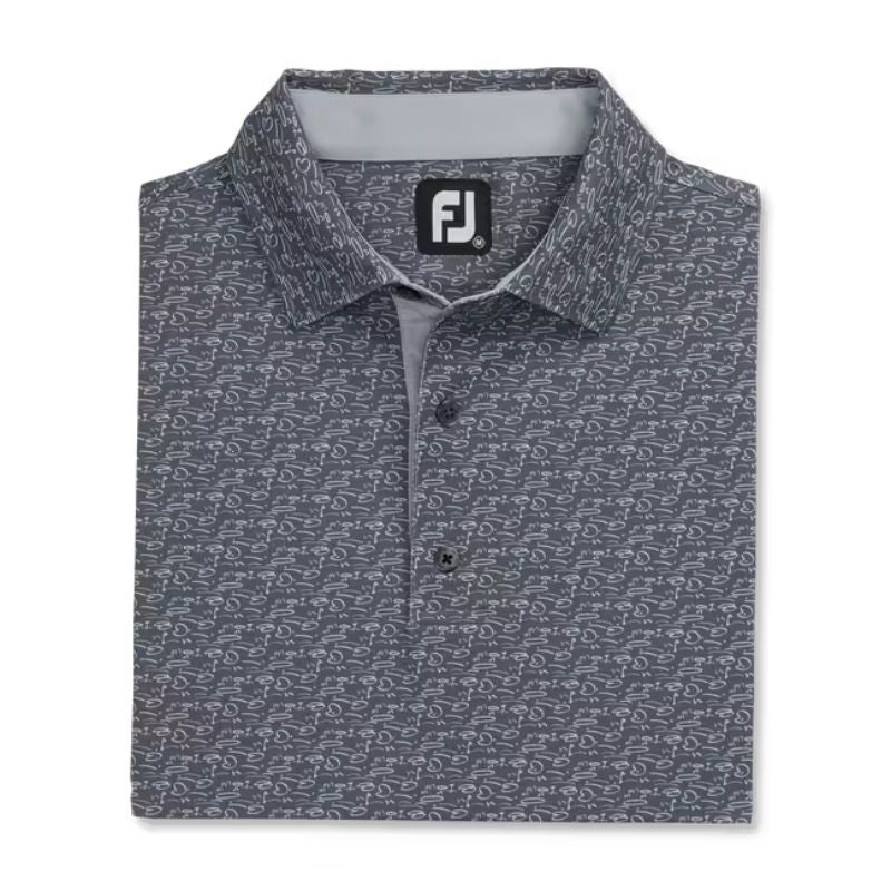 FootJoy Golf Course Doodle Stretch Pique Self Collar Polo