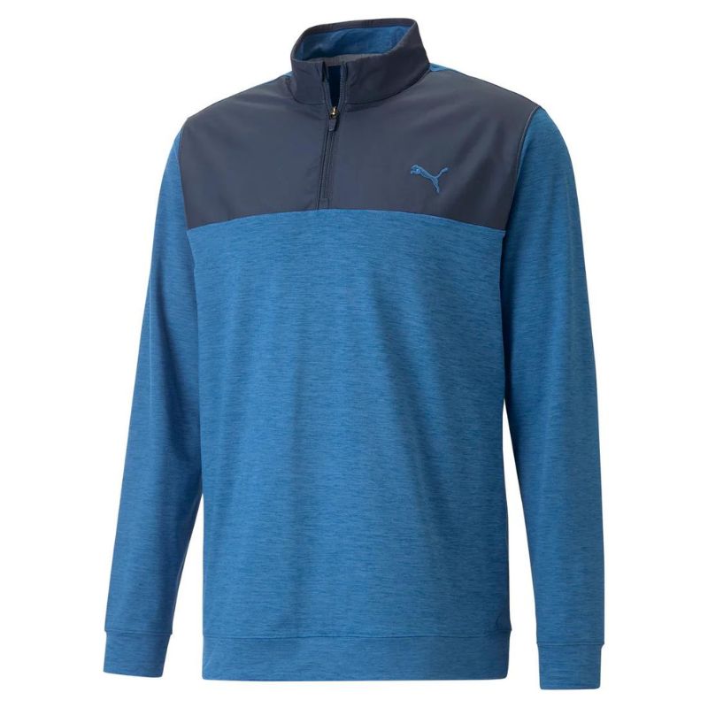 Puma CLOUDSPUN Colorblock Golf 1/4 Zip Navy Blazer Pacific Green Heather