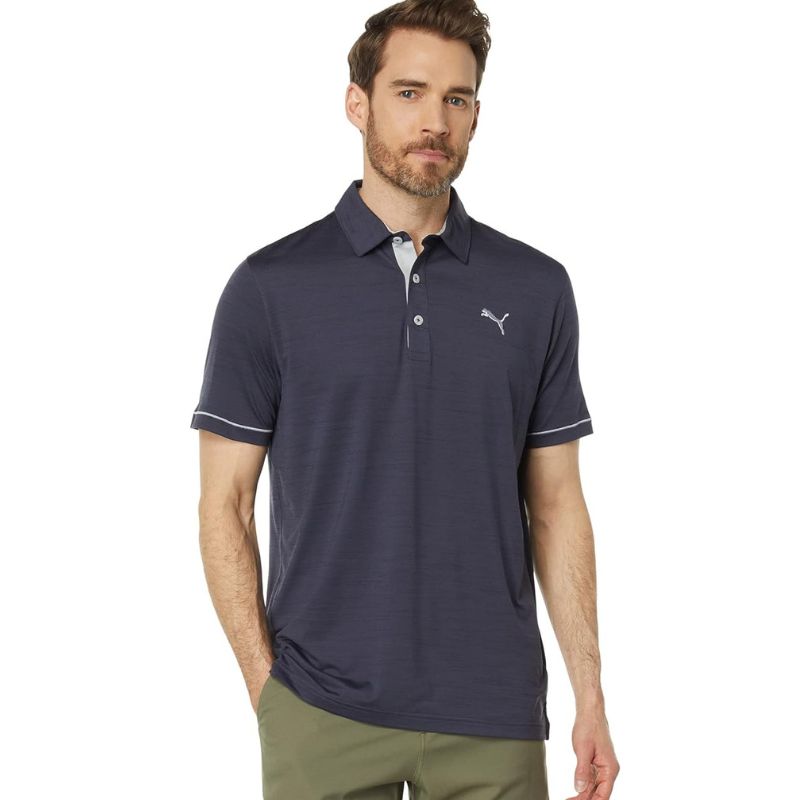 PUMA CLOUDSPUN Haystack Golf Polo Men&#39;s Shirt Puma Navy Blazer Heather MEDIUM 