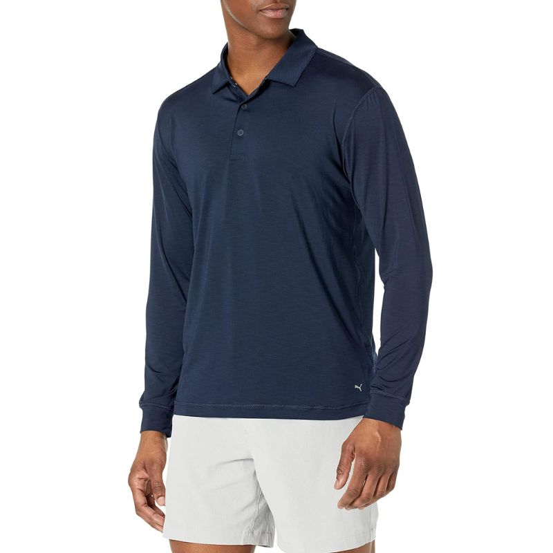 PUMA YouV Long Sleeve Golf Polo Navy Blazer