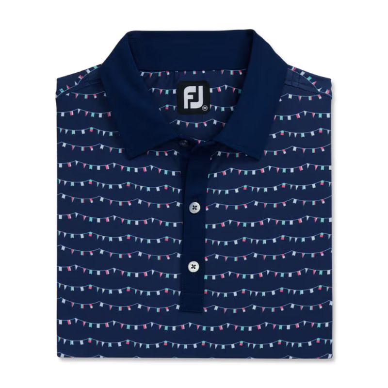 FootJoy Flag Banner Print Lisle Self Collar Polo