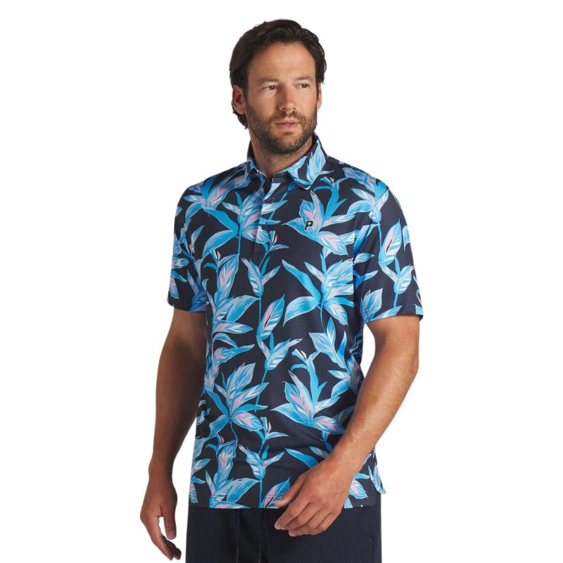 PUMA x PTC Floral Golf Polo Men&#39;s Shirt Puma Deep Navy/Regal Blue MEDIUM 