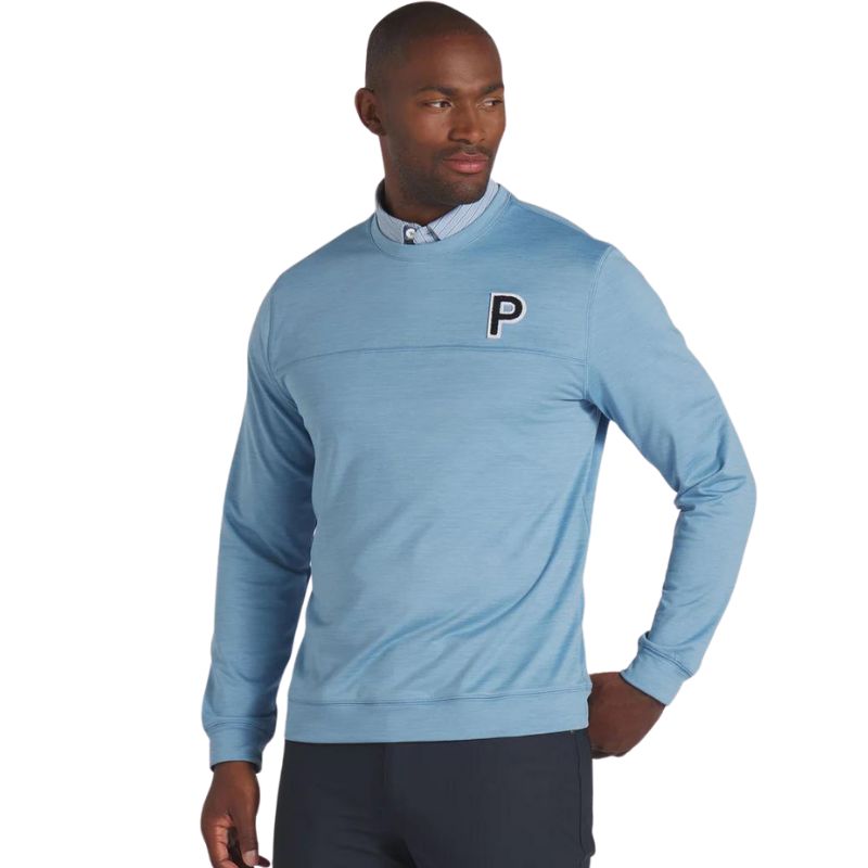 PUMA CLOUDSPUN Patch Crewneck Golf Sweater Zen Blue Heather