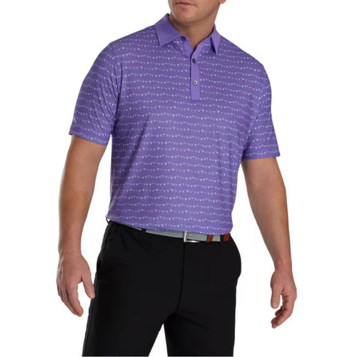 FootJoy Flag Banner Print Lisle Self Collar Polo Thistle