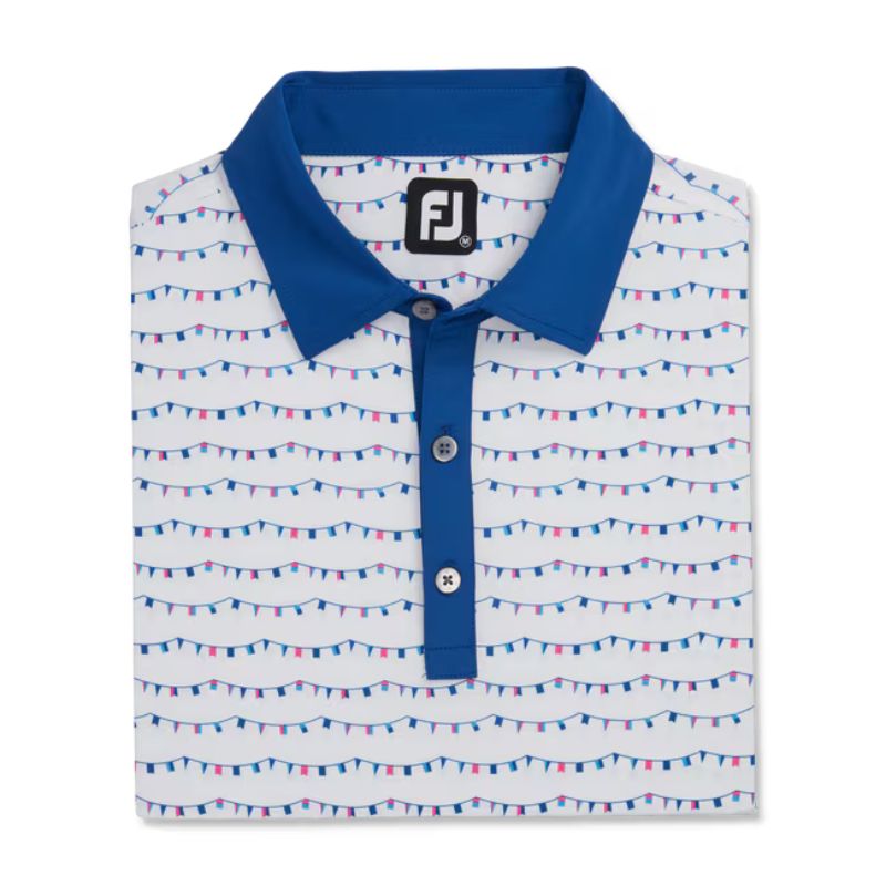 FootJoy Flag Banner Print Lisle Self Collar Polo