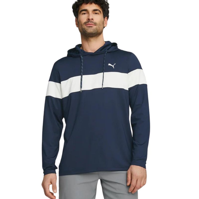PUMA MATTR Colorblock Golf Hoodie Navy Blazer Bright White