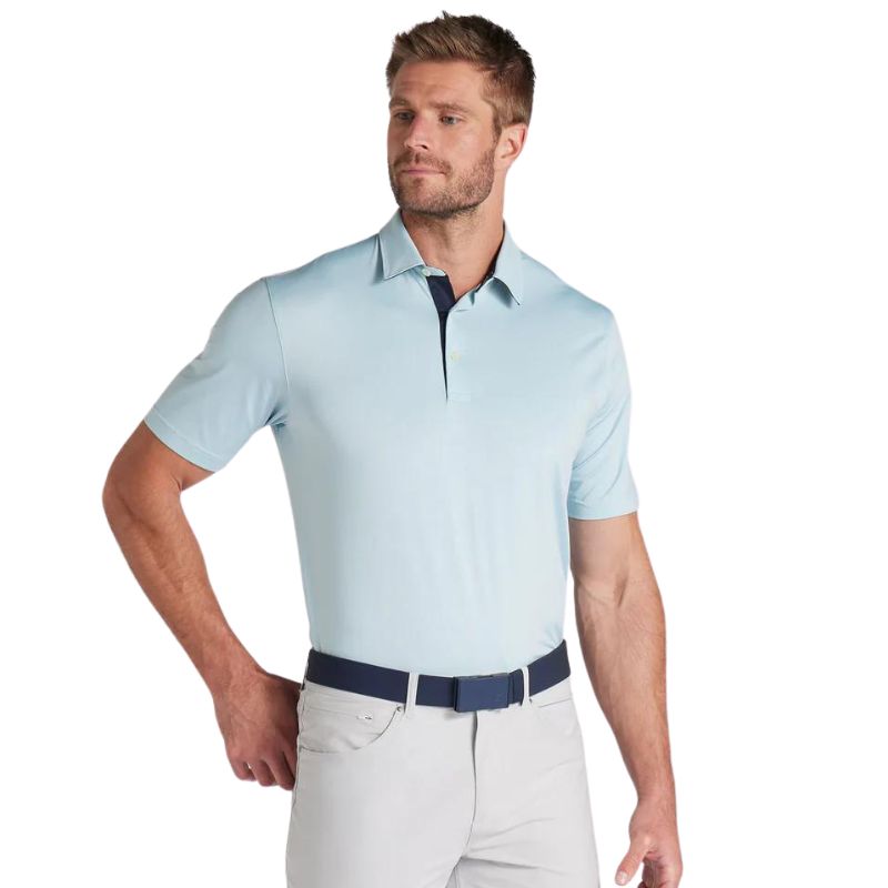 PUMA MATTR Brigade Golf Polo Men&#39;s Shirt Puma Turquoise Surf/Deep Navy SMALL 
