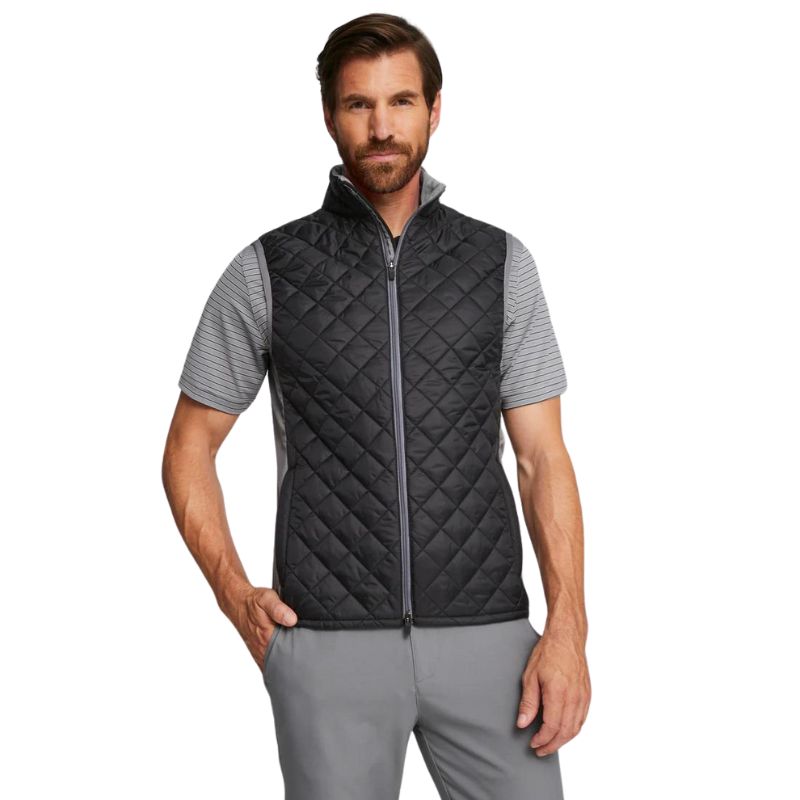 PUMA Frost Quilted Golf Vest Men&#39;s Vest Puma Puma Black/Slate Sky MEDIUM 