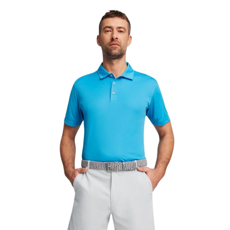 PUMA Gamer Polo Men&#39;s Shirt Puma Aqua Blue SMALL 