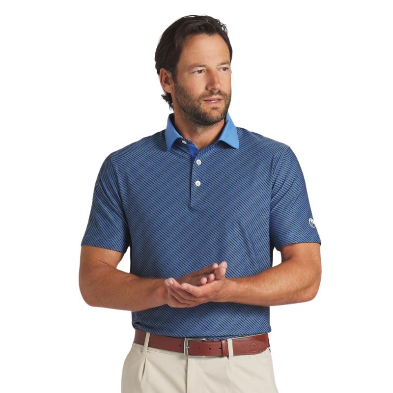 PUMA AP Jacquard Stripe Golf Polo Men&#39;s Shirt Puma Blue Skies MEDIUM 