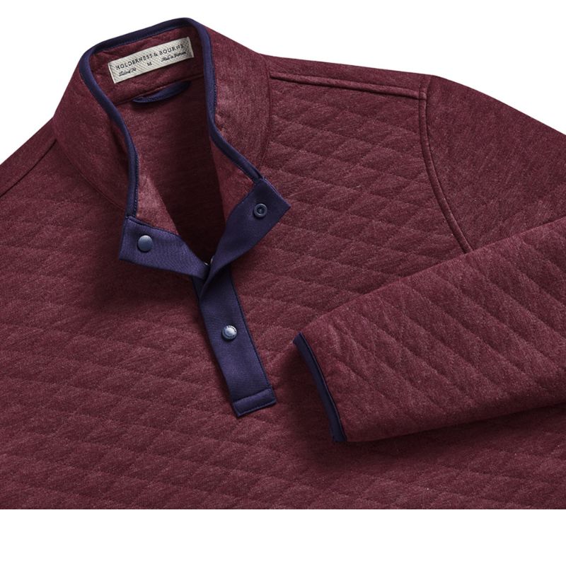 Holderness &amp; Bourne The Sullivan Sweater Heathered Dark Claret Navy