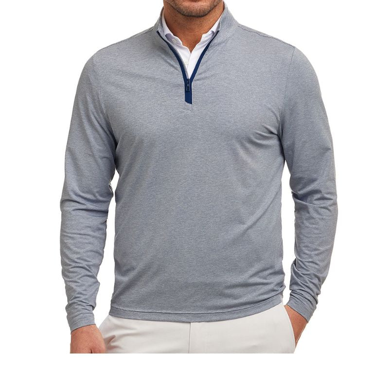 Holderness &amp; Bourne The Bell 1/4 Zip Sweater Heathered Oxford