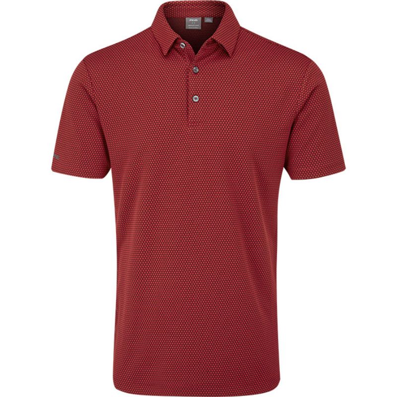 PING Halcyon Polo Men&#39;s Shirt Ping Rich Red SMALL 