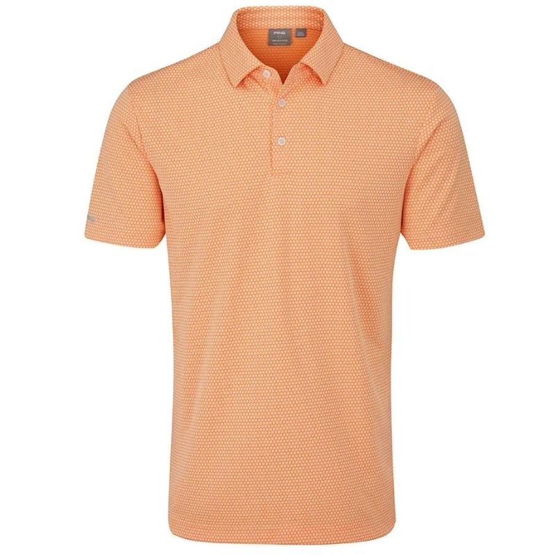 PING Halcyon Polo Men&#39;s Shirt Ping Tangerine SMALL 